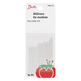 Dritz 56M-39 Milliners - Agujas de mano, tamaño 3/9, níquel (16 unidades)