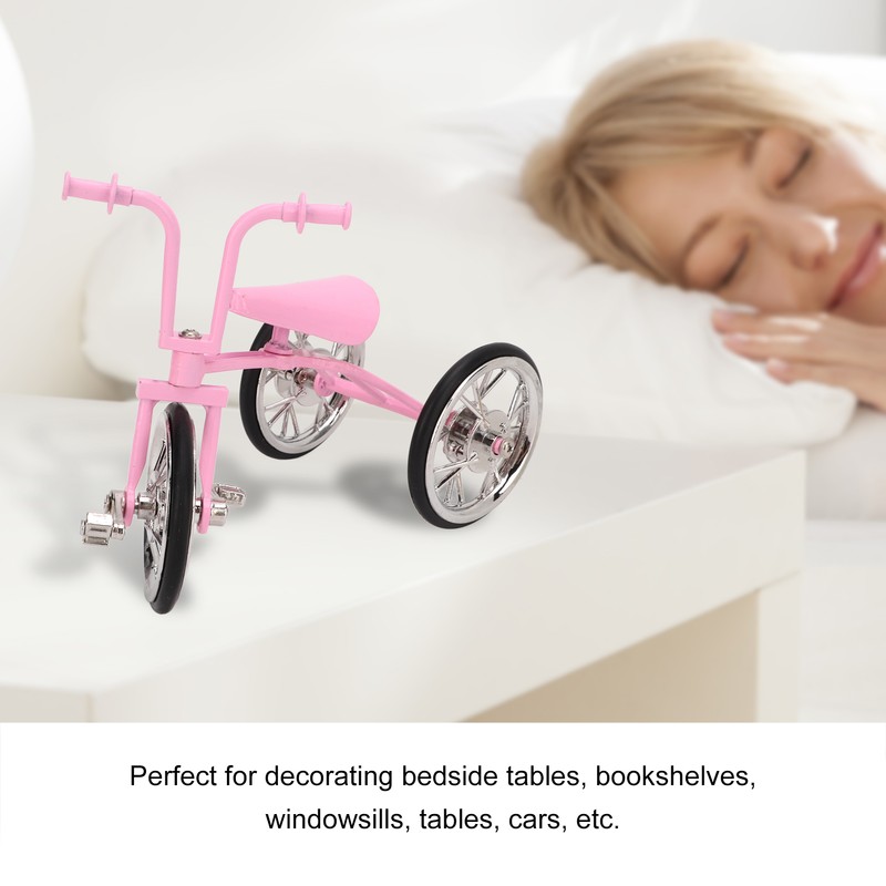 Pink Look Toy Tricycle Model Simulated Design Tricycle Ornament Wear