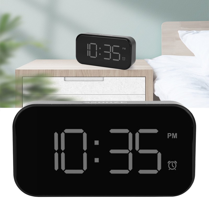 USB LED Digital Touch Alarm Clock 12/24H Portable Bedside Clock