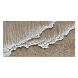 NANKAI Art Hand Painted Beach Ocean Wave Landscape Oil Painting Modern Abstract Canvas Art Mural Family Wall Art Deco 24x48 inches
