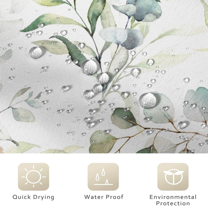GCIREC Eucalyptus Leaf Shower Curtains, Sage Green Spring Botanical Watercolor