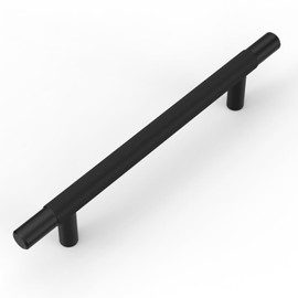 ROMATEE 10 Pack Matte Black knurled Cabinet Pulls,5 Inch(128mm) Hole Centers Solid Heavy Duty Kitchen Cabinet Handles Hardware for Cabinets and Drawer