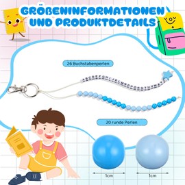 SATINIOR ABC Calculation Chain, First Day of School Chain, School Child Key Ring, First Day of School Gift, Counting Chain up to 20 for Children, 26 Alphabet Beads, Primary School, 1 Class, Girls,