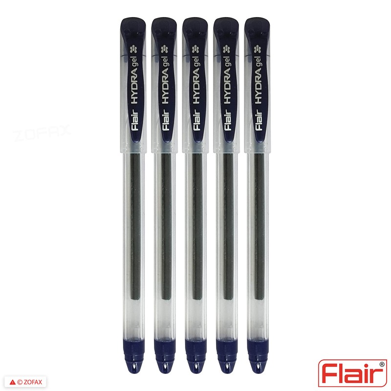 5 x 0.5mm FLAIR Hydra BLUE Gel Pens Easy Grip