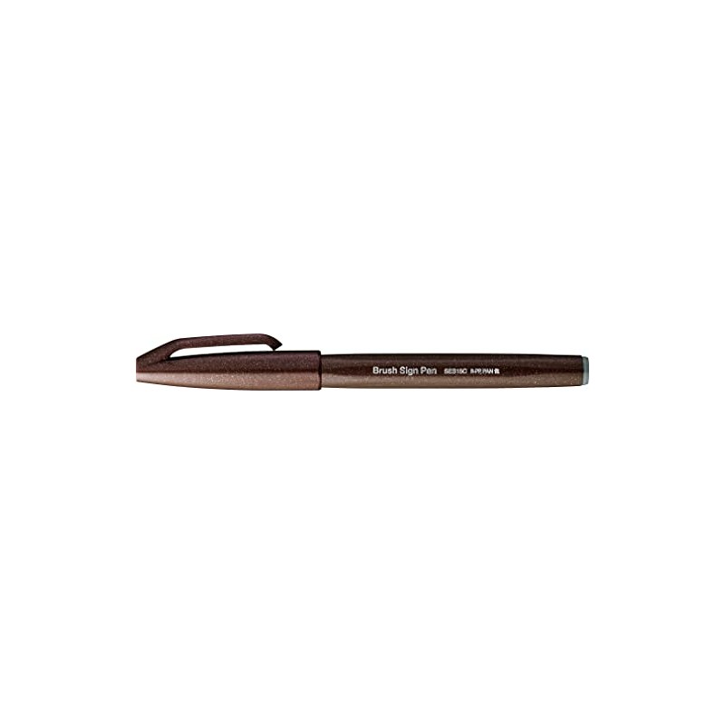 Pentel SES15C-E3X Brush Sign Pen Dark Brown Fibre Tip Brush