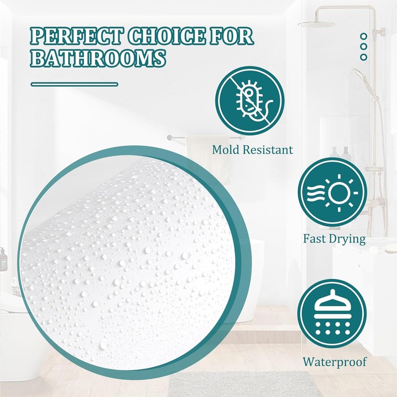 ANAZOZ 47In Width Shower Curtain,Shower Curtains White Solid Color Shower