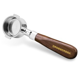 CrossCreek 51mm Espresso Bottomless Portafilter with 2 Ear | Fits De’Longhi ECP3420 / EC155 / BCO430 / EC260 Espresso Machine | Stainless Steel Basket and Walnut Handle | Espresso Accessories