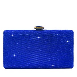 Boutique De FGG Crystal Evening Bags for Women Formal Party Box Clutch Wedding Rhinestone Handbags Bridal Clutch Purse,Mini, Blue, Small