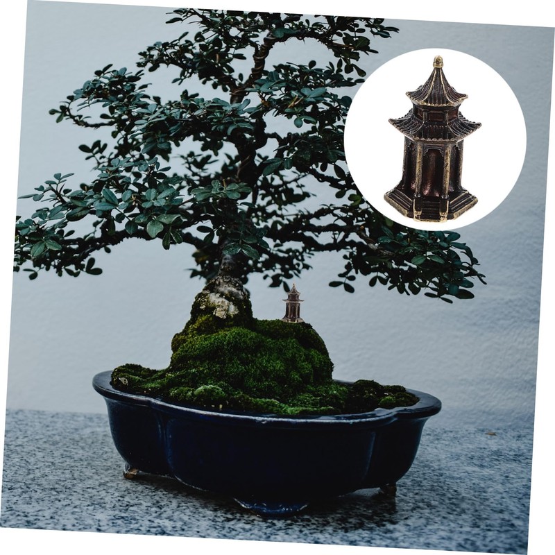 BIUDECO Aquarium Tank Pavilion Landscaping Ornament Pavilion Mini Statue Zen