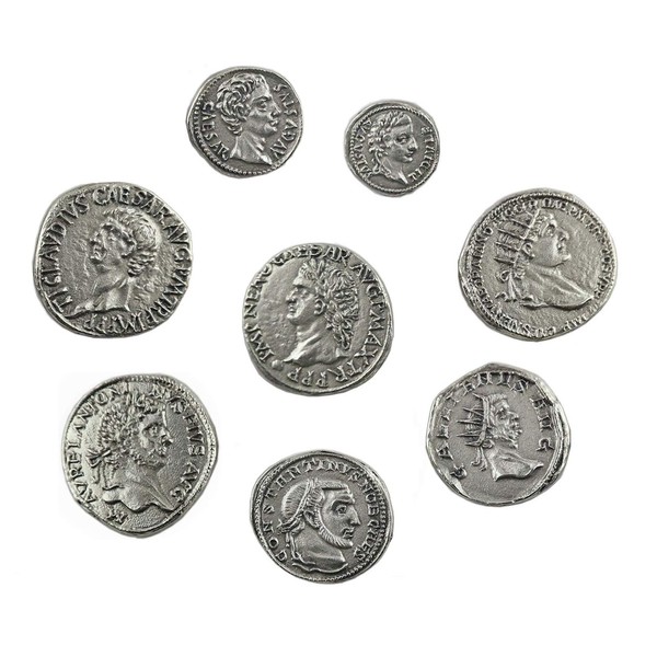 Eurofusioni Silver Plated Roman Imperial Coins - Set of 8 Emperors Ancient Rome