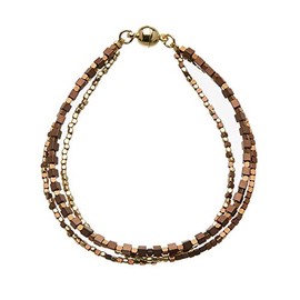 Bello London Bracelet with three strands of gold and bronze coloured beads - Rafa G