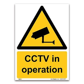 CCTV in operation Sign - 1mm Rigid Plastic Sign - Warning Construction CCTV camera Security (A5-210 x 148mm)