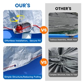 21FT Pool Covers for 18FT Above Ground Swimming Pool,Round Cover,Winter Pool Cover with Winch and Cable (Silver/Blue)