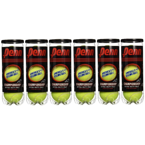Penn High Altitude Tennis Balls Championship – 6 Pack 18 Balls Yellow - USTA & ITF Approved - Official Ball of The United States Tennis Association Leagues - Natural Rubber for consistent Play