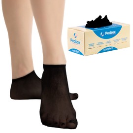 Pedsox, 100pcs Disposable Hygienic Try On Socks, Comfort Line, Unisex, One Size, Black
