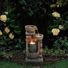 LuxenHome 23" H Waterfall Fountain Bowls and Bricks Resin Outdoor