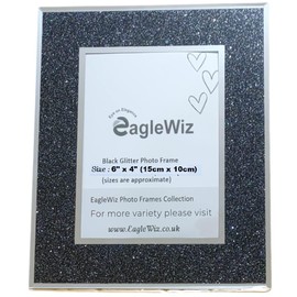 Eaglewiz Silver Glitter Glass Photo Frame 6x4