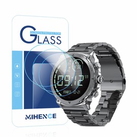 Mihence Protective Film Compatible with LGW6 1.43 Inch Smart Watch, 9H Glass Protective Film Compatible for FOSMET LGW6 Smartwatch Round (3 Pack)