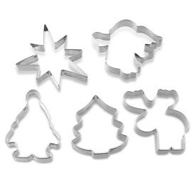 Dr. Oetker Plätzchen Ausstecher Weihnachten 5er Set – Ausstechformen White Christmas Baking – Plätzchenausstecher aus rostfreiem Edelstahl zu Weihnachten