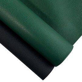 XHT 30x135cm Lychee Texture Solid Color Faux Leather Soft PU Vinyl Synthetic Leather for Earrings Bows Craft Making (Deep Green)