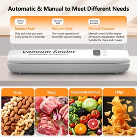 2025 Updated Vacuum Sealer, 3 Modes Food Storage Vacuum Sealer Machine Kitchen Gadgets, Multi-Functional Automatic Food Sealer, with 20 Vacuum Bags, Fast-Compact Design, LED Display