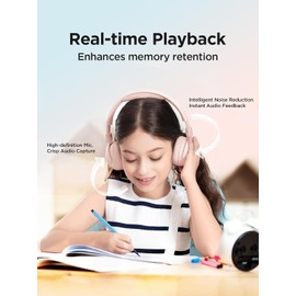 1MORE HQ20 Kids Headphones Wireless, 75/85/90dB Volume Limited, 65H Playtime, Bluetooth 5.3, Built-in Mic, Foldable Over Ear Headphones for Childrens/Tablet/Phone/PC/School/Travel, Pink