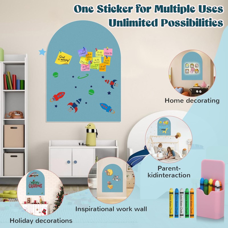 Magnetic Wall Decal for Kids, 40"x32" Magnetic Arch Chalkboard for
