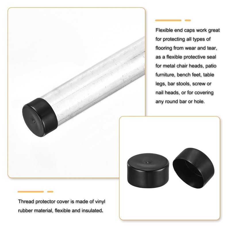 sourcing map 130mm(5 1/8") Rubber End Caps, Round Vinyl Plug