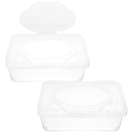 iplusmile 2 Pcs Wet Wipes Storage Box with Transparent Lid Waterproof and Durable Handy Dispenser for Travel and Home