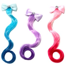 Audiophan Gradient Wig, Extension, Wig, Colorful Wig, Hair Extension, Wig, Human Hair, Cute, Fashion, Bowknot, Heat Resistant, Easy to Wear, For Children, Hinamatsuri, Recitals, Parties, Stage(Pink,