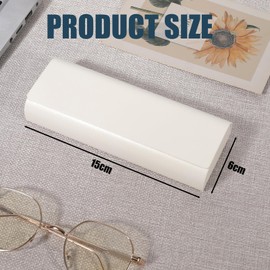 AMOJA Glasses case, hard case, high-quality PU leather material, compatible with most glasses and sunglasses, comes with glasses bag and cleaning cloth., White