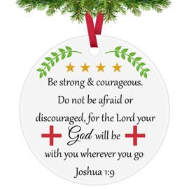 Christian Christmas Hanging Ornament Religious Gifts for Women Men Inspirational Baptism Gift Christian Ornaments for Friend Prayer Bible Verse Ceramic Hanging Ornament Christmas Birthday Gift