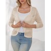 REDHOTYPE Women's 3/4 Sleeve Cardigan Open Front Cropped Shrugs Summer
