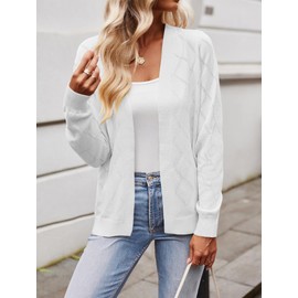 Halife Short Cardigan Sweaters for Women Lightweight Long Sleeve Soft Knit Cardigans Open Front Work Business Casual Cardigan White S