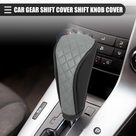 Motoforti Universal Car Manual Gear Shift Cover with Zipper Shift Knob Cover Gear Stick Cover Shift Gear Cover, Fashionable, Faux Leather, Black Gray