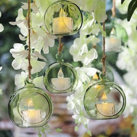 LETINE 12pcs Green Glass Orb Set, 2.17" & 1.93" Spheres for Air Plant Terrarium, Tea Light & Votive Candle Holders - Ideal for Wedding Centerpieces, Christmas Table Decorations, Rehearsal Dinner