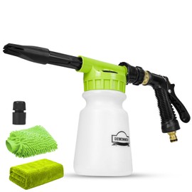 DEWINNER Foam Gun Car Wash Gun with Wash Mitt & Microfiber Towel, Foam Cannon Garden Hose Sprayer for Men, Adjustable Foaming Car Wash Sprayer Quick Connector to Garden Hose