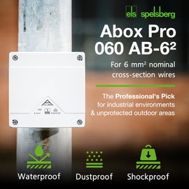 Spelsberg Abox Pro 060 AB-6² - IP66/IP67/IP69 Junction Box w/Cable Connectors Accessories - Electrical Enclosure w/External Fastening, Raised Screw Terminals - Rated 690V Industrial & Outdoor (Grey)