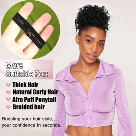 FEEZENT 6PCS High Elasticity Long Snap Hair Ties for Thick Hair Natural Curly Hair and Braids| Connectable Hair Rope | No Slip Adjustsble hairband for Puff Ponytail (Long Snap Hair Ties-6PCS)