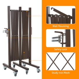 WICHEMI Expandable Gate, 16.4FT Folding Security Gate, Iron Driveway Gates Outdoor Accordion Gate Industrial Safety Barricade for Wide Openings, Temporary Traffic Barricade.