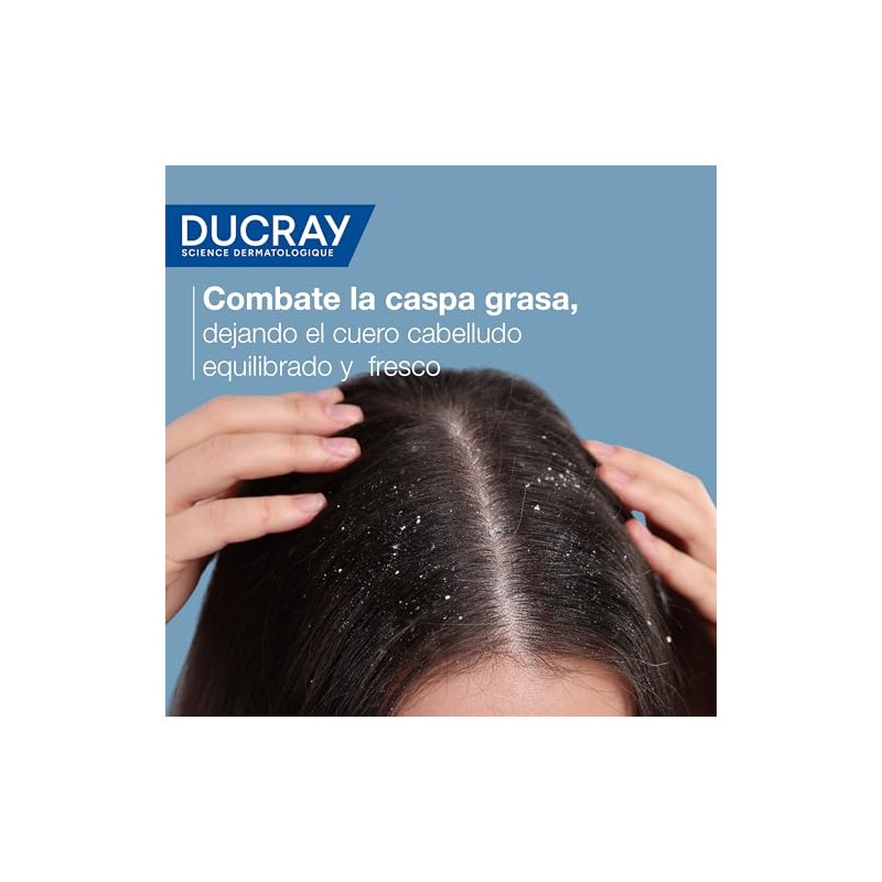 DUCRAY, Kelual Squanorm Shampoo Tratante, Para Caspa Grasa, Limpieza Reguladora