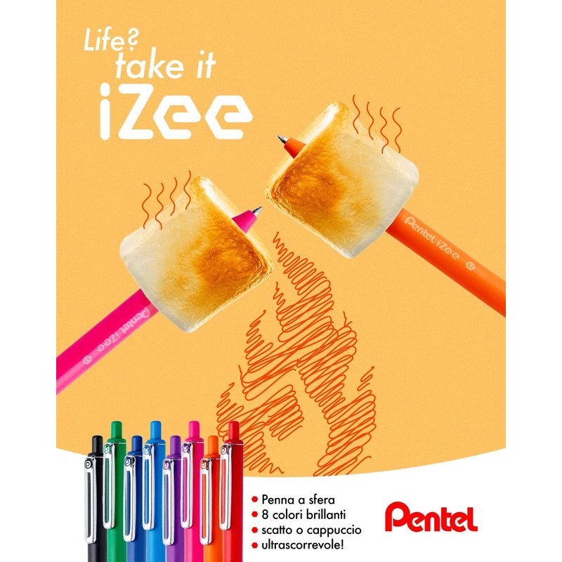 Pentel BX467 Izee Retractable Ballpoint Pen 0.7mm Pink (Pack of