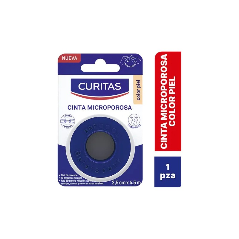Cinta Microporosa Curitas Color Piel De 2.5cm X 4.5m