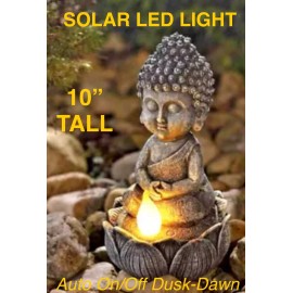 VP Home Zen Buddha Statue Solar Powered LED Garden Pathway Light Dusk to Dawn Deck Decor
