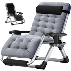 LILYPELLE Zero Gravity Chair Oversized XL, Premium Lawn Recliner Folding Portable Chaise Lounge with Detachable Cushion, Headrest and Cup Holder, Reclining Patio Lounger Chair