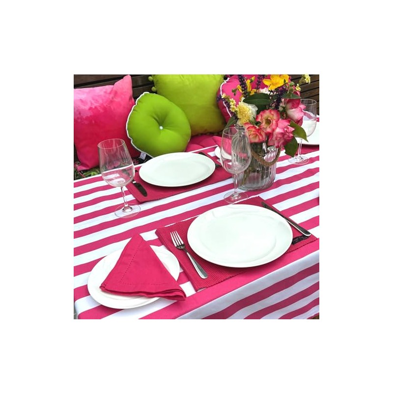 Ronny Block Stripe Tablecloth (pink)