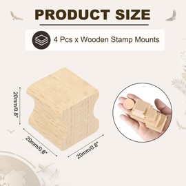 PATIKIL 20x20mm Wooden Stamp Block, 4 Pcs Blank Rubber Stamp Mounts Wooden Rubber Beech Hard Wood Blocks for Making DIY Crafting, Wood Color