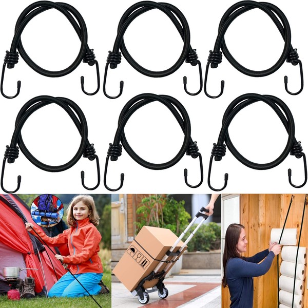 Bungee Cord, Elastic Rope, Includes Hooks on Both Ends, Cargo Belt, Round, Diameter 0.3 inches (8 mm), Freely Stretchable, Super Durable, Shock Cord, Elastic Rope, Stretch Cord, Luggage Fastening,