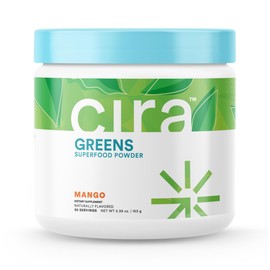 Cira Cira Daily Greens - Naturally Sweetened, Organic Spirulina Superfood Powder with Premium, Antioxidant-Rich Ingredients for Debloating, Digestion, & Energy - Mango, 30 Servings