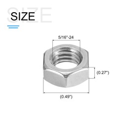 METALLIXITY Hex Nuts (5/16"-24) 50Pcs, 316 Stainless Steel Coarse Thread Hexagon Nut Hardware - for DIY Home Repair Machinery, Silver